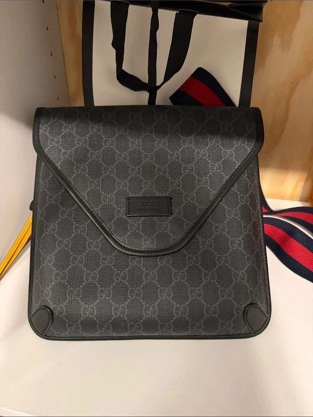 Gucci Black GG Canvas Envelope Crossbody